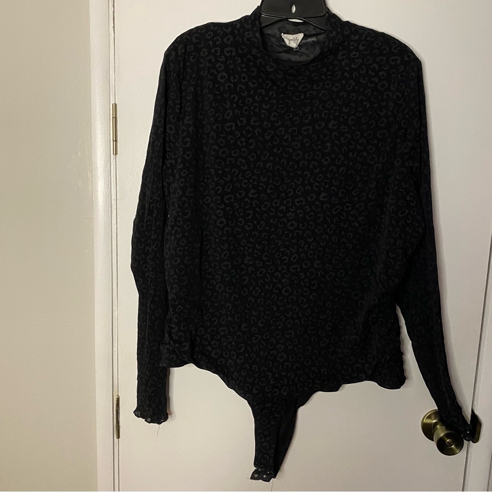 Siren Lily Black On Black Cheetah Print Body Suit Size 2x